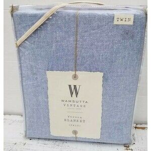 WAMSUTTA Vintage Verona Luxury TWIN SZ Blanket BLUE 90 x 66 NEW